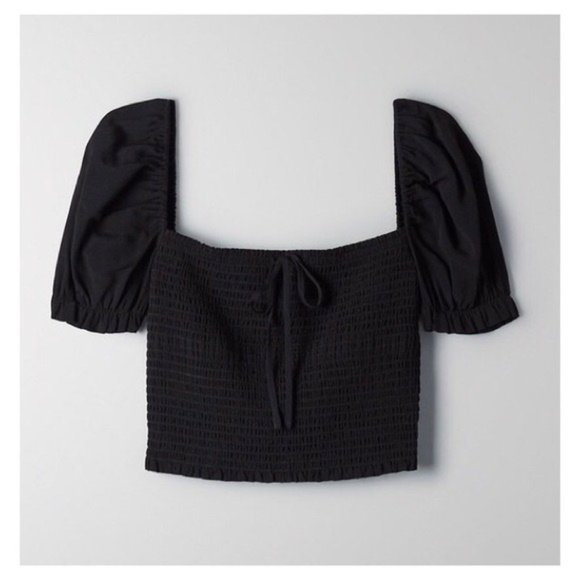 Aritzia Black Puff Sleeve Blouse - Picture 8 of 8